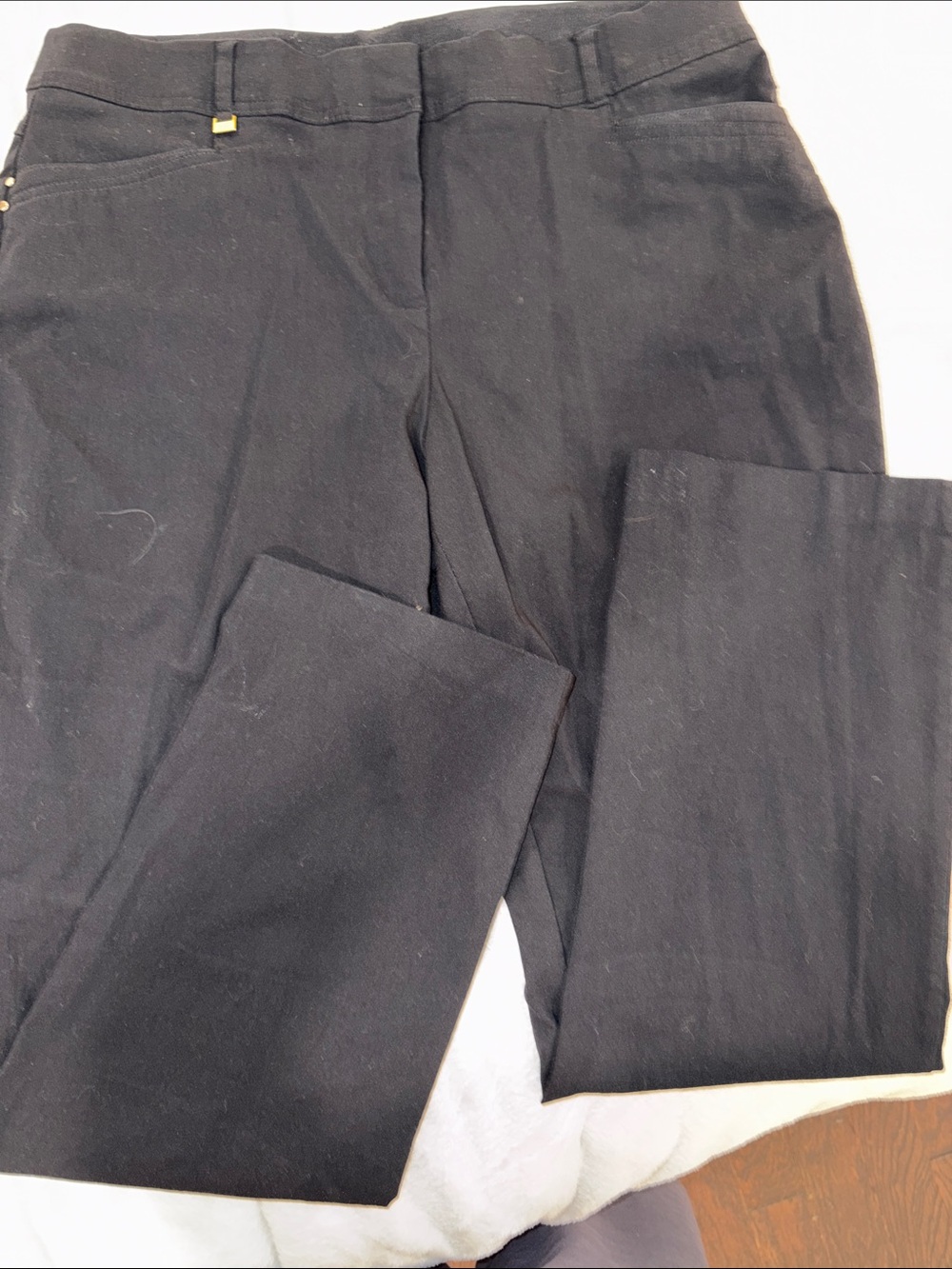 JM Collection Black Women's Dress Pants with Gold Logo